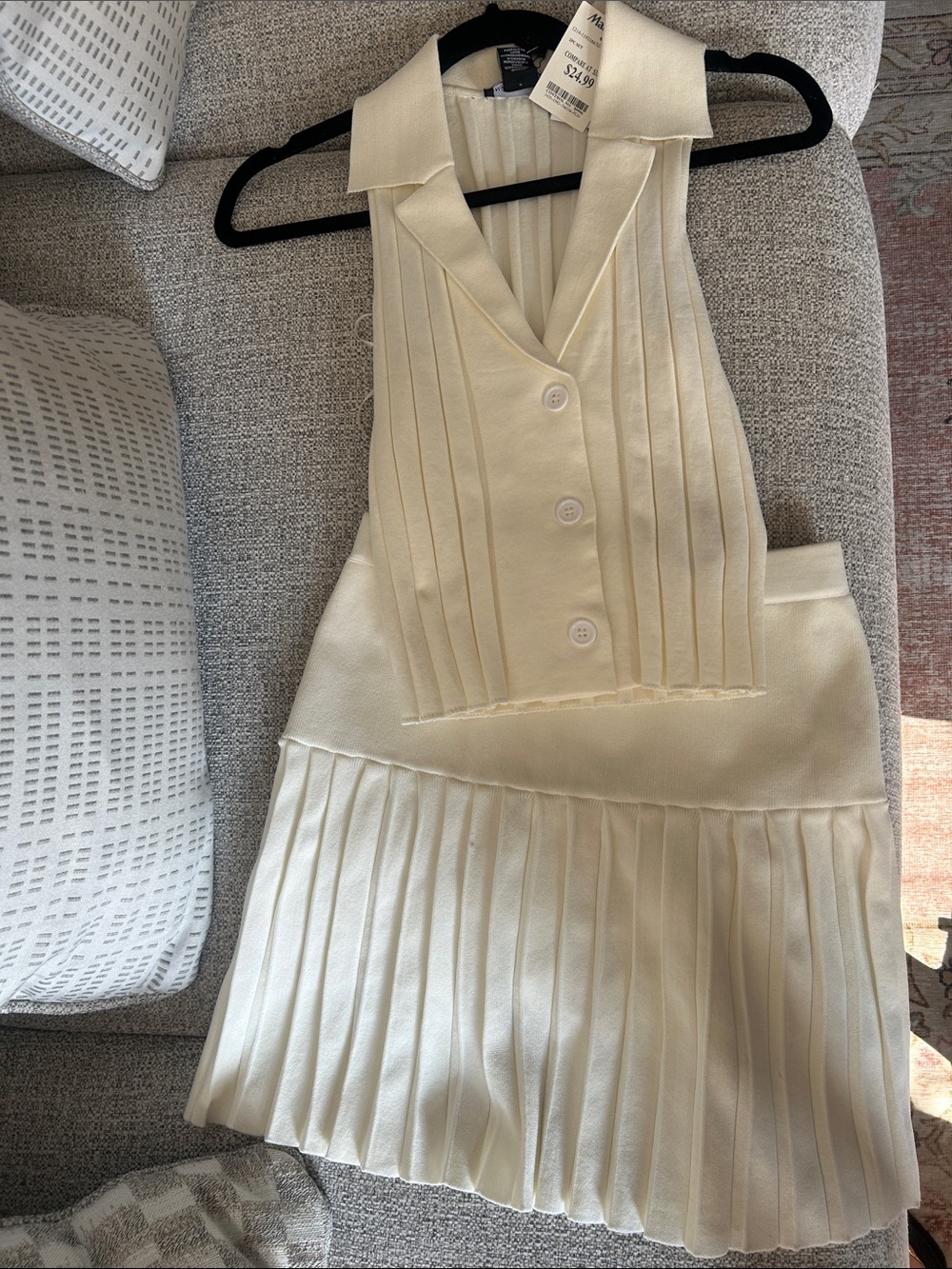 Sincerely Jules Cream Pleated Collared Girls Dress